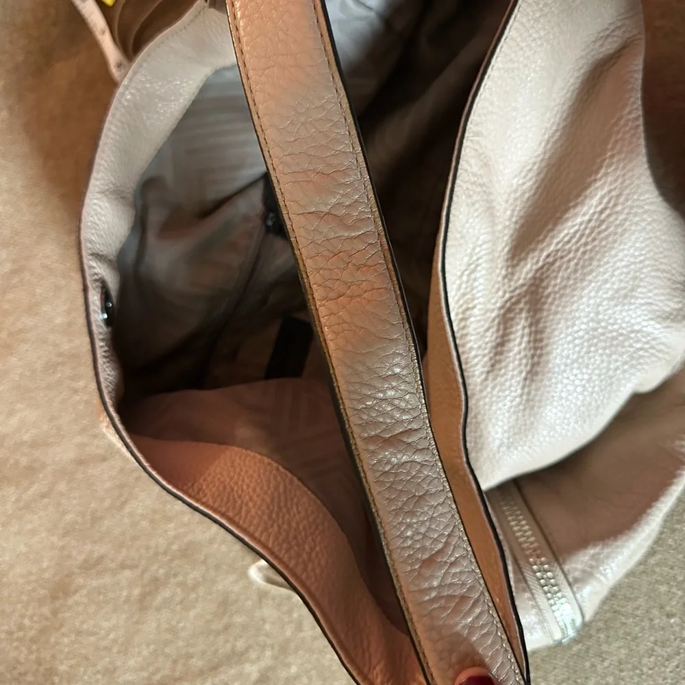 Rebecca Mincoff Cream Leather Hobo Bag